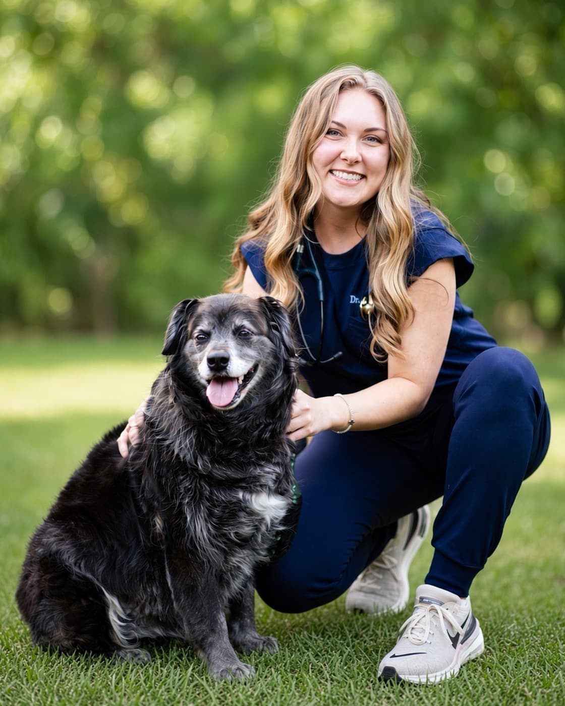 Dr. Allison Dees with a dog